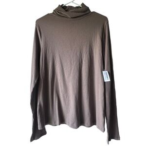 Women's brown long sleeve sweater brown turtleneck top lightweight size XL.